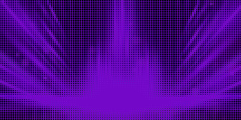 Purple abstract pixel texture bg video screen. Tv pattern background with square noise effect. Futuristic broadcast neon gradient banner for television. Modern vhs led static display element © towilah
