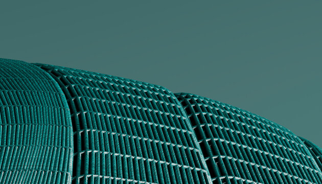 Abstract green textured structure in 3D render