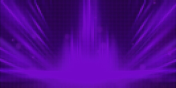 Purple abstract pixel texture bg video screen. Tv pattern background with square noise effect. Futuristic broadcast neon gradient banner for television. Modern vhs led static display element