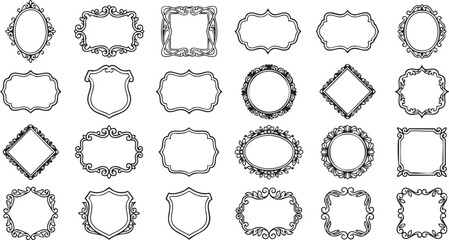 Fototapeta premium Vintage frame silhouettes grid ornate borders