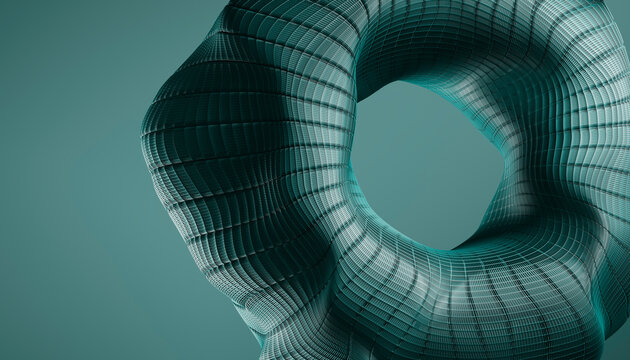 Abstract 3D green structure with intricate design