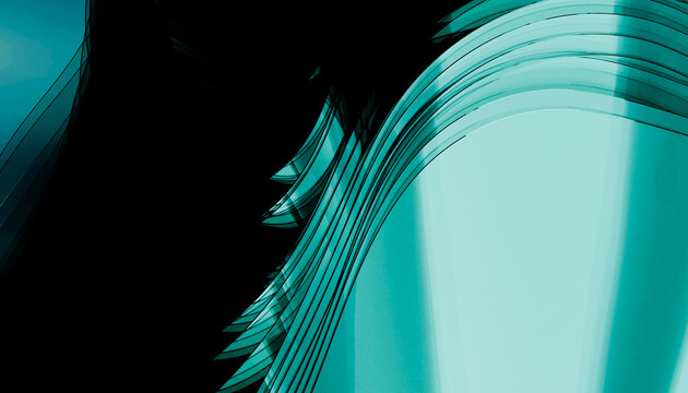 Greenish crystal render with flowing curved translucent lines
