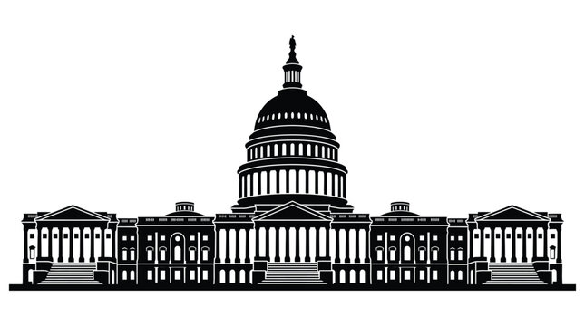 United states capitol building silhouette against a white background