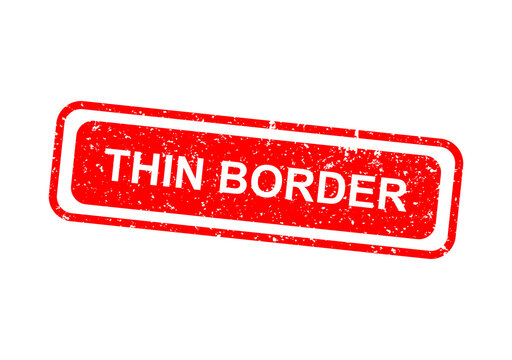 Red thin border stamp with thin border text label illustration