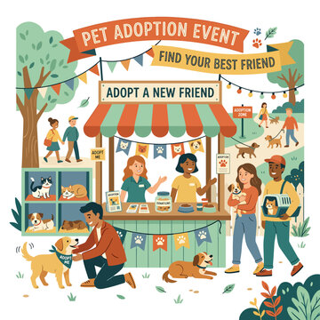 People adopting pets at event.