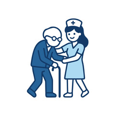 Obraz premium Home care nurse supporting senior patient vector illustration design