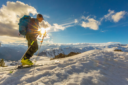 Skiing adventure in the Pyrenees during winter