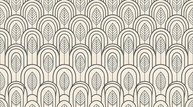 Intricate Geometric Pattern of Symmetrical Leaf Shapes Repeating