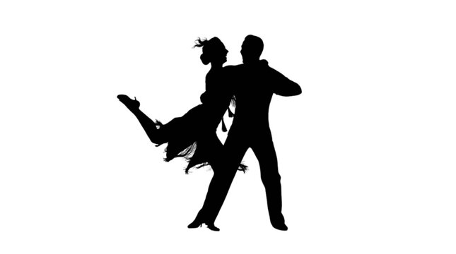Couple dancing tango silhouette style isolated on transparent background