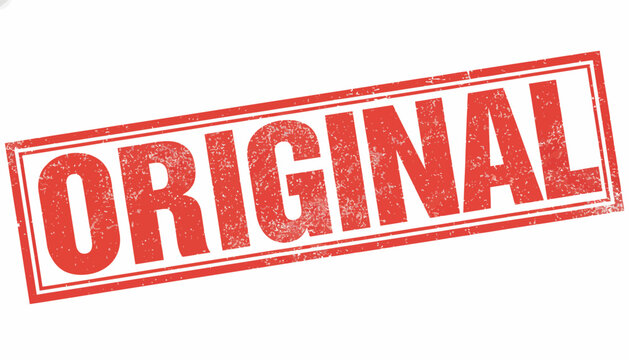 Red distressed stamp with the word ORIGINAL in bold sans-serif font. The stamp has a rough texture