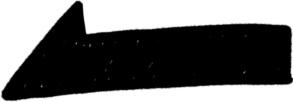 Curved black arrow pointing down right