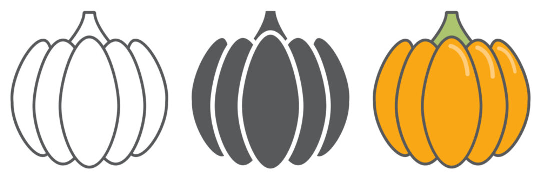 Pumpkin line icon, vegetable and farm, gourd sign, vector graphics, a linear pattern on a white background.
