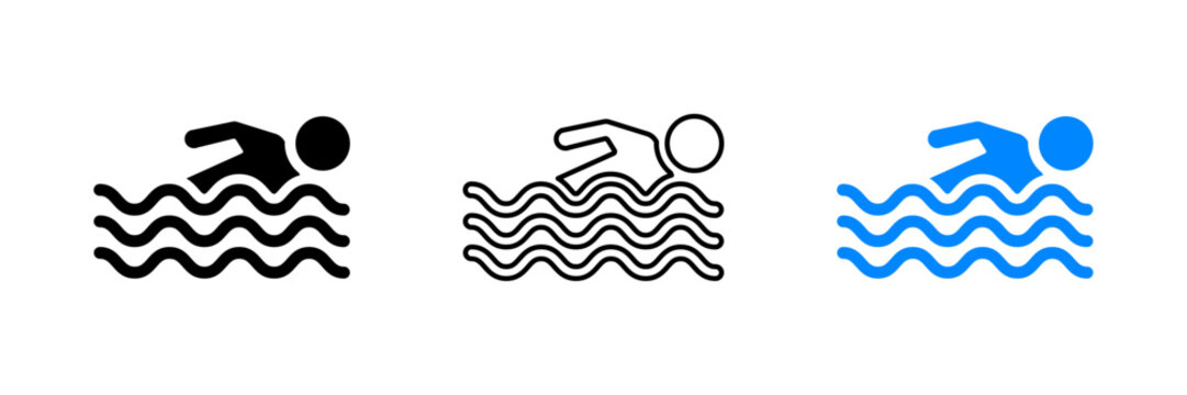 Swimming Icon Set. Modern Flat Water Sports Collection. Vector Illustration