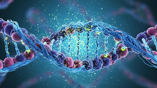 3D Visualization Of Chromatin Remodeling With DNA Fibers Loosening In A Scientific Background For Biotechnology And Medical Technology Concepts