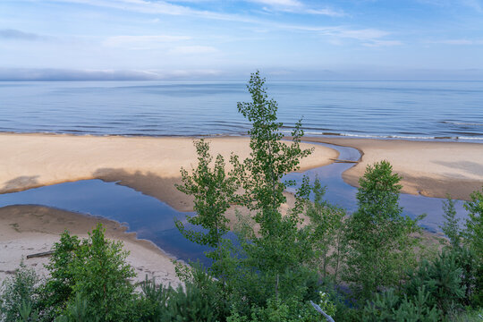 View of the Inčupe River Mouth and Baltic Sea from the White Dune in Saulkrasti, Latvia