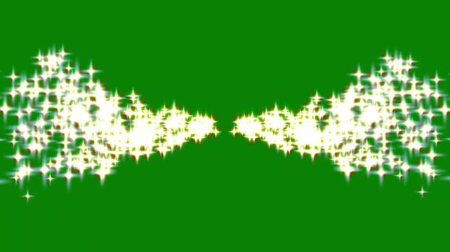 magic glitter sparkling star line trail, luxury white glitter sparkles, fairy dust wand motion  bokeh light effect on green en screen 4k video.