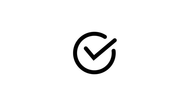 Animated Check Mark in Circle Isolated Animation, symbolizing approval or confirmation.Simple Check mark Icon in a Circle Animation, Perfect for User Interface Design.
