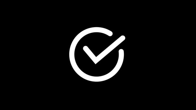 Animated Check Mark in Circle Isolated Animation, symbolizing approval or confirmation.Simple Check mark Icon in a Circle Animation, Perfect for User Interface Design.
