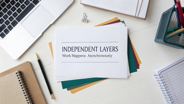 Independent Layers Concept for Project Management with Asynchronous Work Arrangement on a Modern Workspace Desk