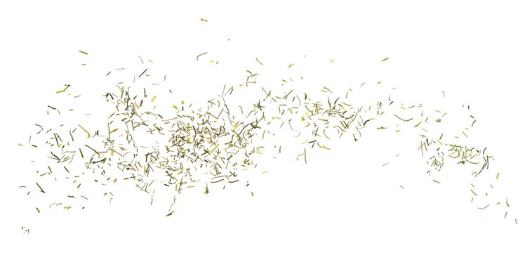 Dry chopped dill flying isolated on white background, clipping path	