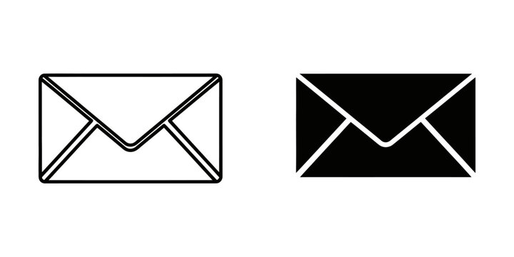 Envelope mail message icon vector set with envelope communication internet isolated correspondence delivery
