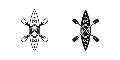Kayak and paddle equipment icon set with recreation adventure outdoors equipment activity paddling sporting © ICON  WAREHOUSE