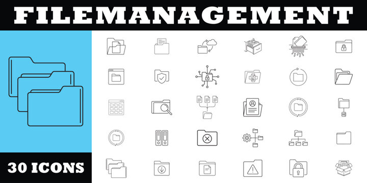 Minimalist Ultra Thin Line Art Document And File Folder Management Icon Set For Business Technology And User Interface Design