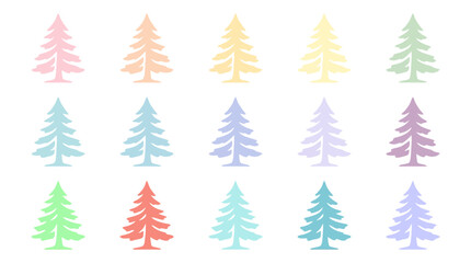 Fototapeta premium Pastel Christmas Trees Collection Isolated on White Background