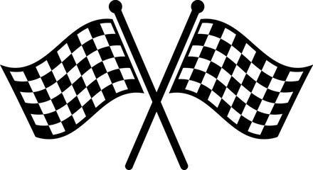 Obraz premium Two Crossed Checkered Flags, Racing Finish Line, Sports Competition Symbol, Isolated