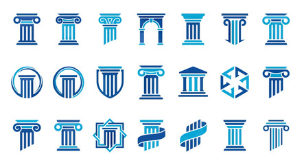 Collection of Architectural Columns and Pillars Icons © teddy