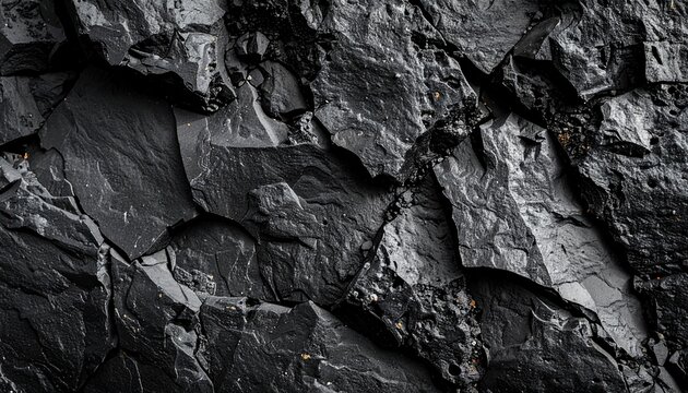 Natural Black Slate Rock Texture, Dark Layered Stone Background with Copy Space
