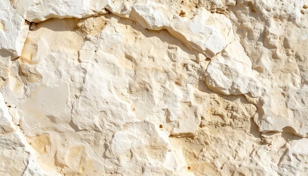 Natural White Limestone Texture, Rough Light Stone Wall Background with Copy Space