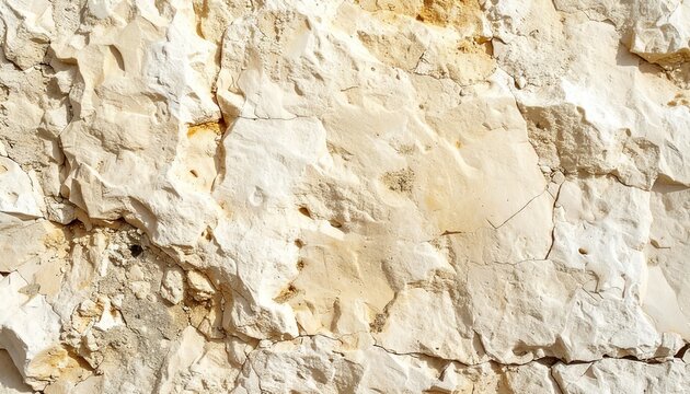 Natural White Limestone Rock Wall Texture, Rustic Stone Background with Copy Space