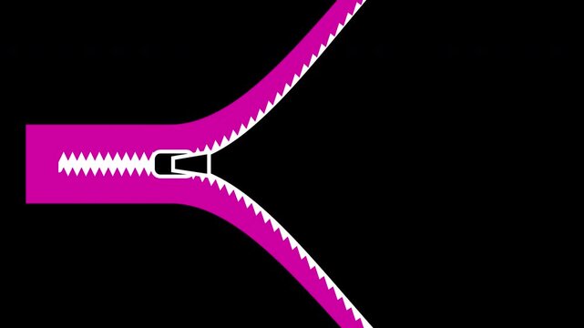 Animated colorful zipper transition wipe curtain horizontal on black background, art, education, science, fashion, cartoon animation preset good for any use, fun character motion graphic design, 4k
