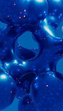 Abstract blue molecular structure shows network and connection details
