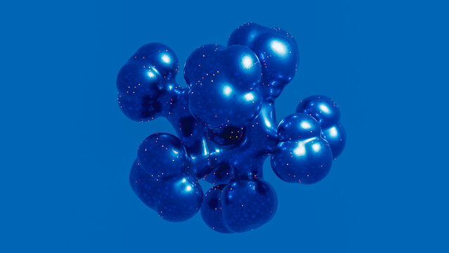 Abstract blue molecular structure shows network and connection details