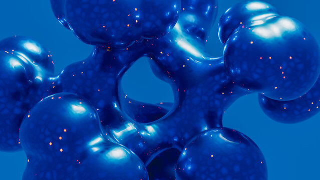 Abstract blue molecular structure shows network and connection details
