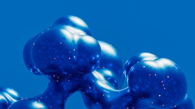 Abstract blue molecular structure shows network and connection details