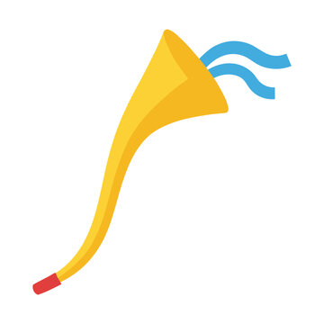 Yellow horn with blue streamers