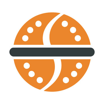 Abstract Circular Shape with Dots and Line