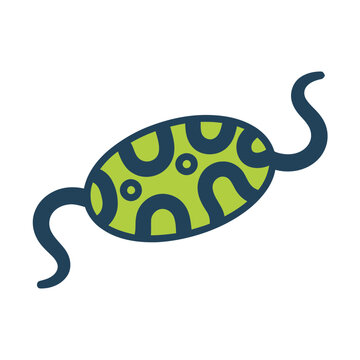 Abstract green and blue oval shape with tails