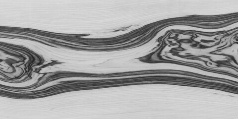 Abstract wood grain texture with striking black and white swirls and patterns, creating a natural, organic, and visually dynamic design. © RD Visuals