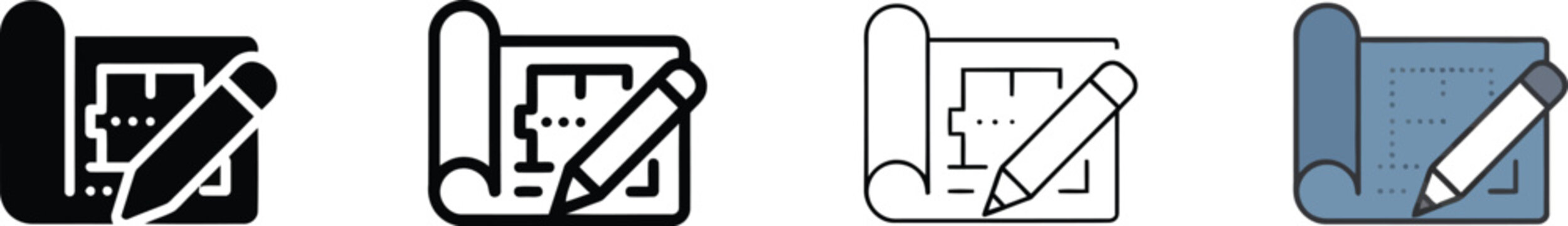Editable document, file, and paper icons, vector pencil symbols