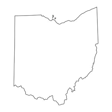 Blank map of Ohio isolated on white background. Vector illustration