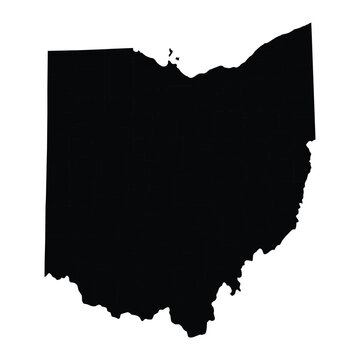 Black map of Ohio isolated on white background. Vector illustration