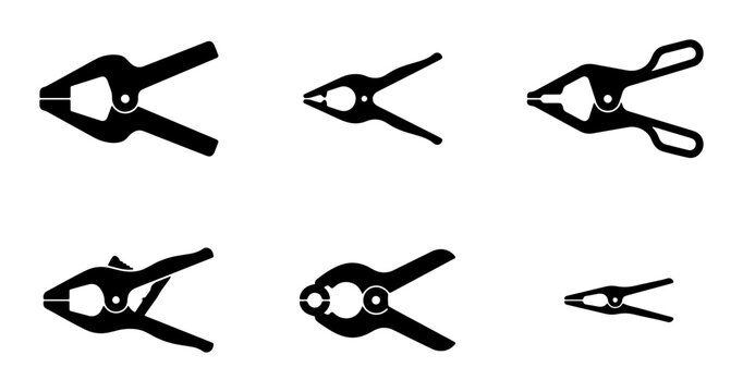 Spring Clamps Set, Black Metal Grip Tools, Versatile Workshop Fasteners, Industrial Holding Devices