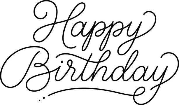 Elegant happy birthday typography flourish script for cards prints and celebratory designs