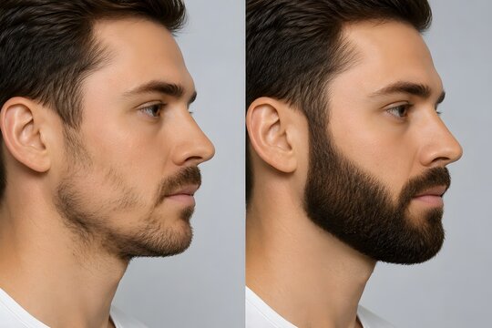 Male beard transplant before and after alopecia treatment results