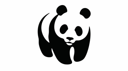 Minimalist black and white panda animal logo design. © verdiajoa