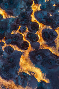 Aerial view of Sol de Manana geyser field in Bolivia